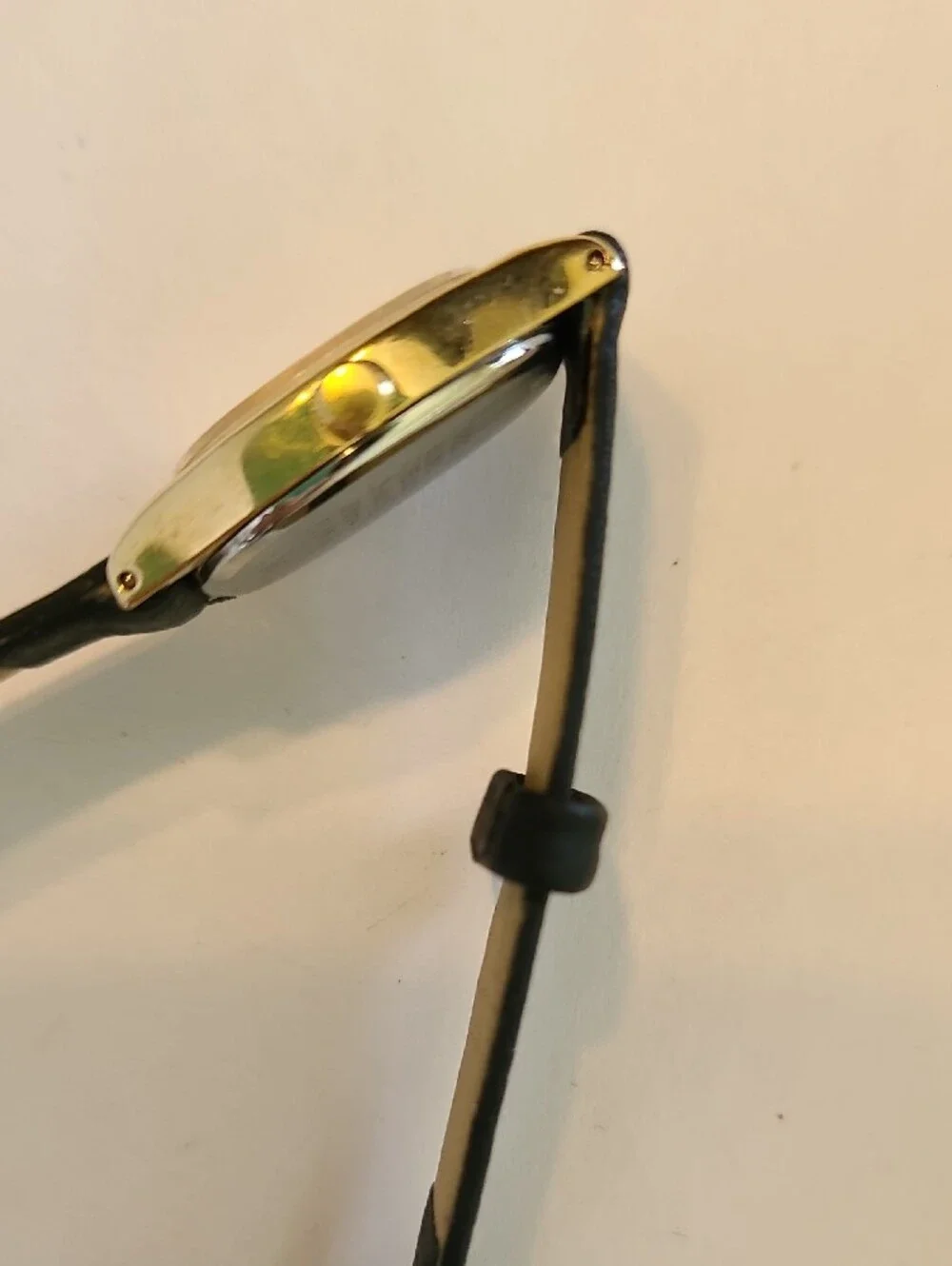 Seiko Gold-Tone Dial Watch with Black Strap